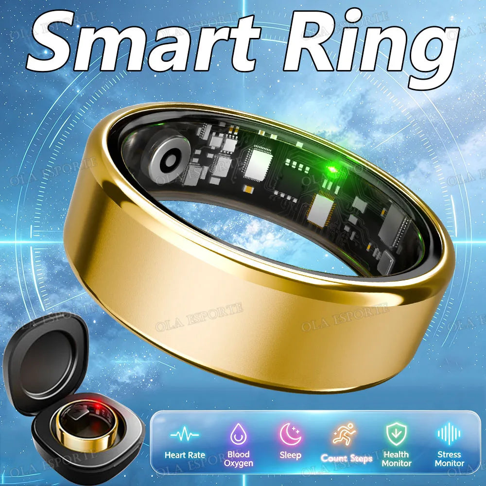 2026 New Smart Ring with Charging Case Heart Rate Blood Oxygen Sleep Health Manager 5ATM Waterproof Multiple Exercise Modes For Men Women Smartring R100