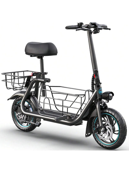 GYROSHOES Electric Scooter for Adults with Pet Basket, UL2272 Certified 550W Motor 19MPH 15Mi Range, BYD Battery Powered Commuter Scooter with Padded Seat, Dual Disc Brakes, LED Lights, 265LBS Capacity for Small Dogs & Daily