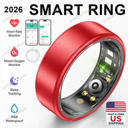 2026 New Smart Ring, Precision Health Sensor, Business Design, Blood Pressure Heart Rate Sleep Monitor, IP68 Waterproof, US Stock Fast Free Shipping