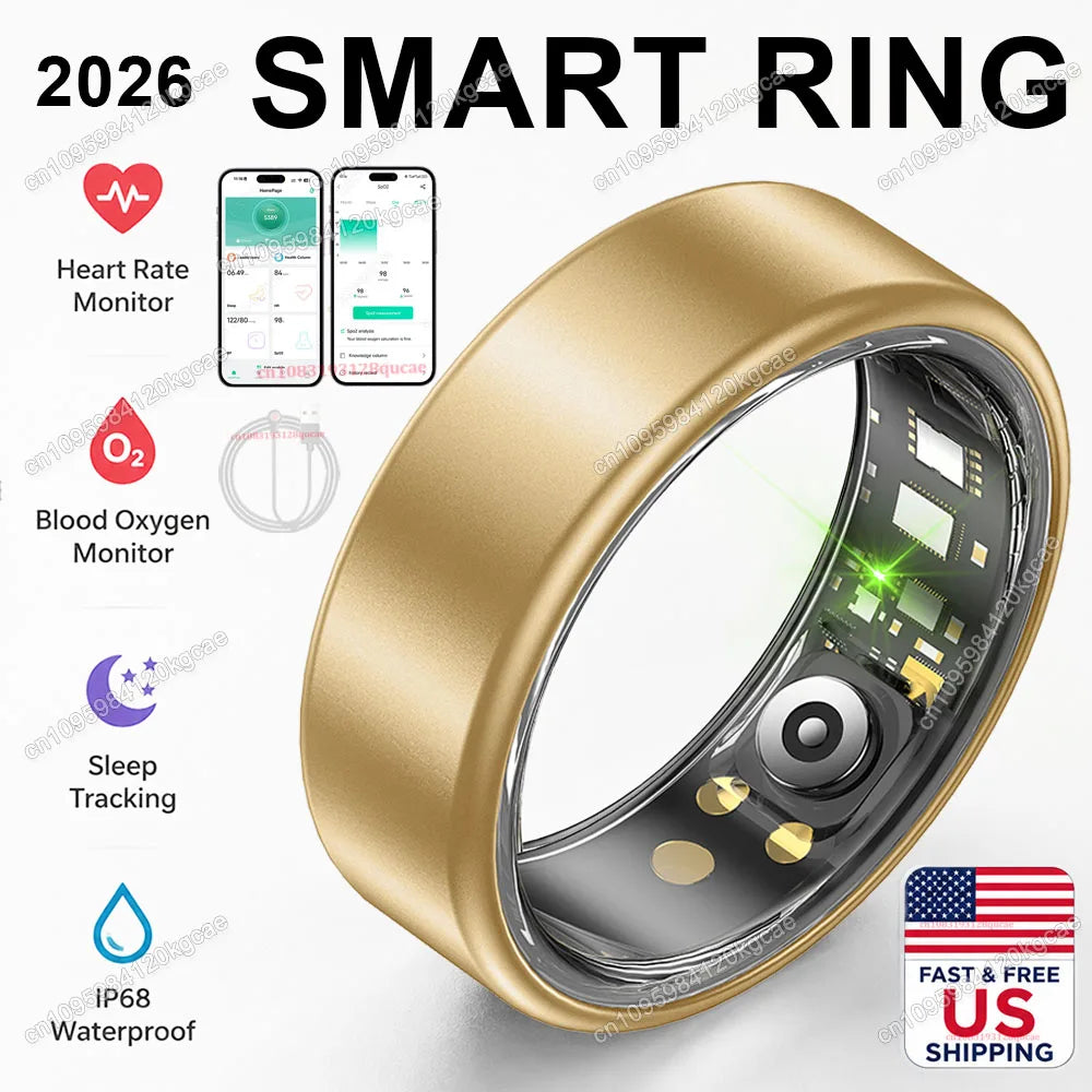 2026 New Smart Ring, Precision Health Sensor, Business Design, Blood Pressure Heart Rate Sleep Monitor, IP68 Waterproof, US Stock Fast Free Shipping