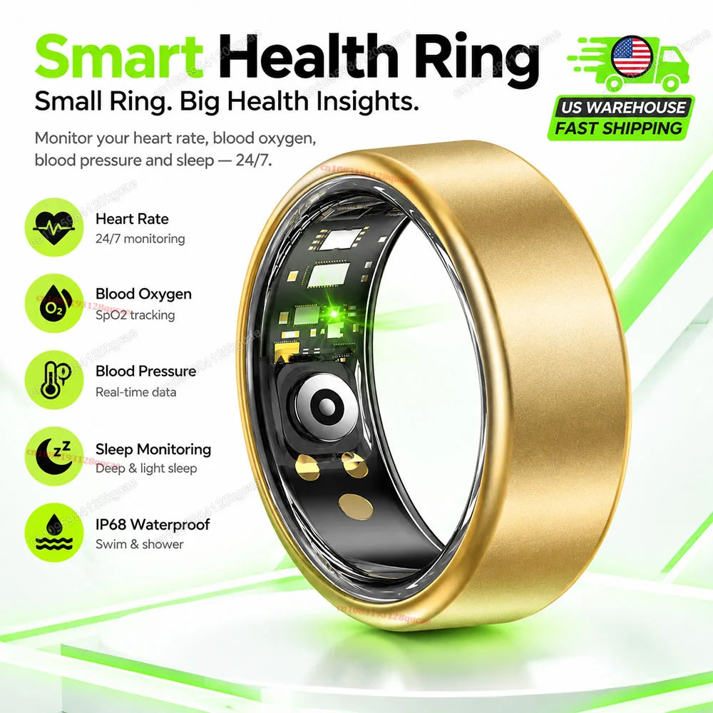 2026 New Smart Ring, Precision Health Sensor, Business Design, Blood Pressure Heart Rate Sleep Monitor, IP68 Waterproof, US Stock Fast Free Shipping