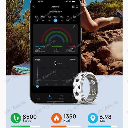 Football Smartring Incoming Call Vibration Alerts Smart Ring Gesture Control Messages Alarms Vibration Health Monitoring Heart Rate Blood Oxygen Sleep Monitor Smartring Women Men 2026 New【Local USA】