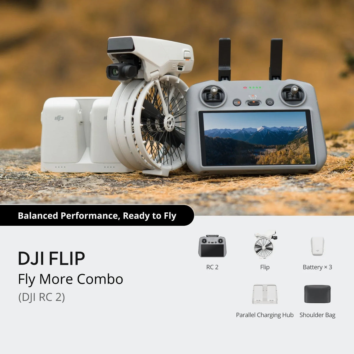 DJI Flip Fly More Combo Drone with RC 2 Smart Controller, 4K Camera, Palm Launch, Smart Return, AI Flight Modes, 3 Batteries