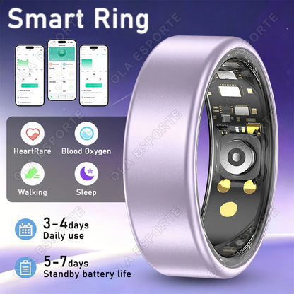 2026 New Smart Ring Men Women, Heart Rate Blood Oxygen and Sleep Monitor Smartring IP68 & 5ATM Waterproof, Multi-sport Mode Ring