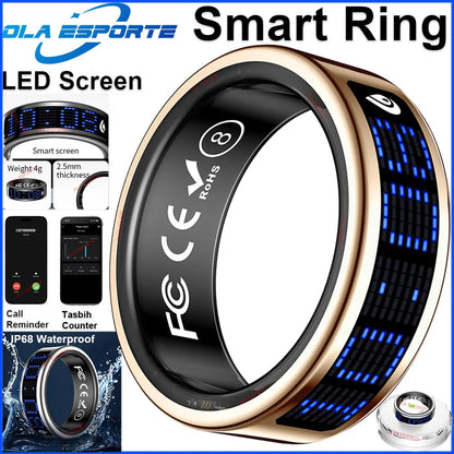 2026 Muslims Smart Ring LED Display Screen, Zikr Tasbih Counter Ring, Incoming Call Reminder, Health Monitoring Ring, IP68 Waterproof, Fitness Tracker Ring for Men Women USA Fast Shipping