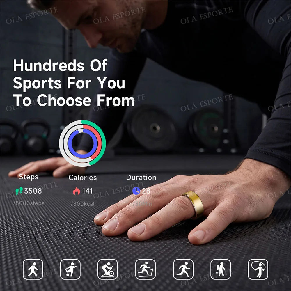 Smart Ring Men Women with Charging Case,Heart Rate Blood Oxygen,Skin Temperature Monitor,5ATM Waterproof For Android iOS 2026 New R100