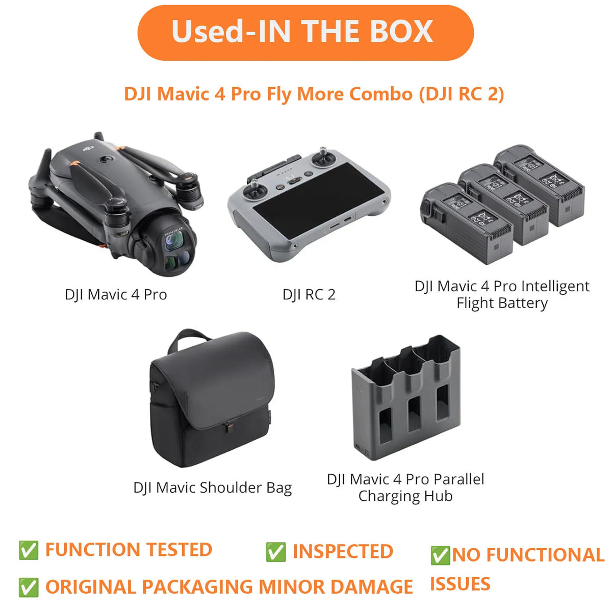 Refurbished Used DJI Mavic 4 Pro Flagship Drone with Controller 100MP 4/3 CMOS Hasselblad Camera 30km Video Transmission 51min Flight Time Charging Hub Included