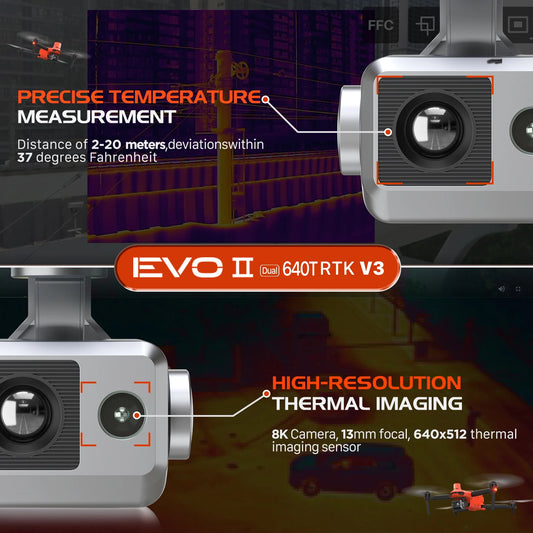 Autel Robotics EVO II Dual 640T RTK V3 Drone Real-time Centimeter-Level Positioning Remote ID S-ony 1'' 6K/30fps HDR Mapping