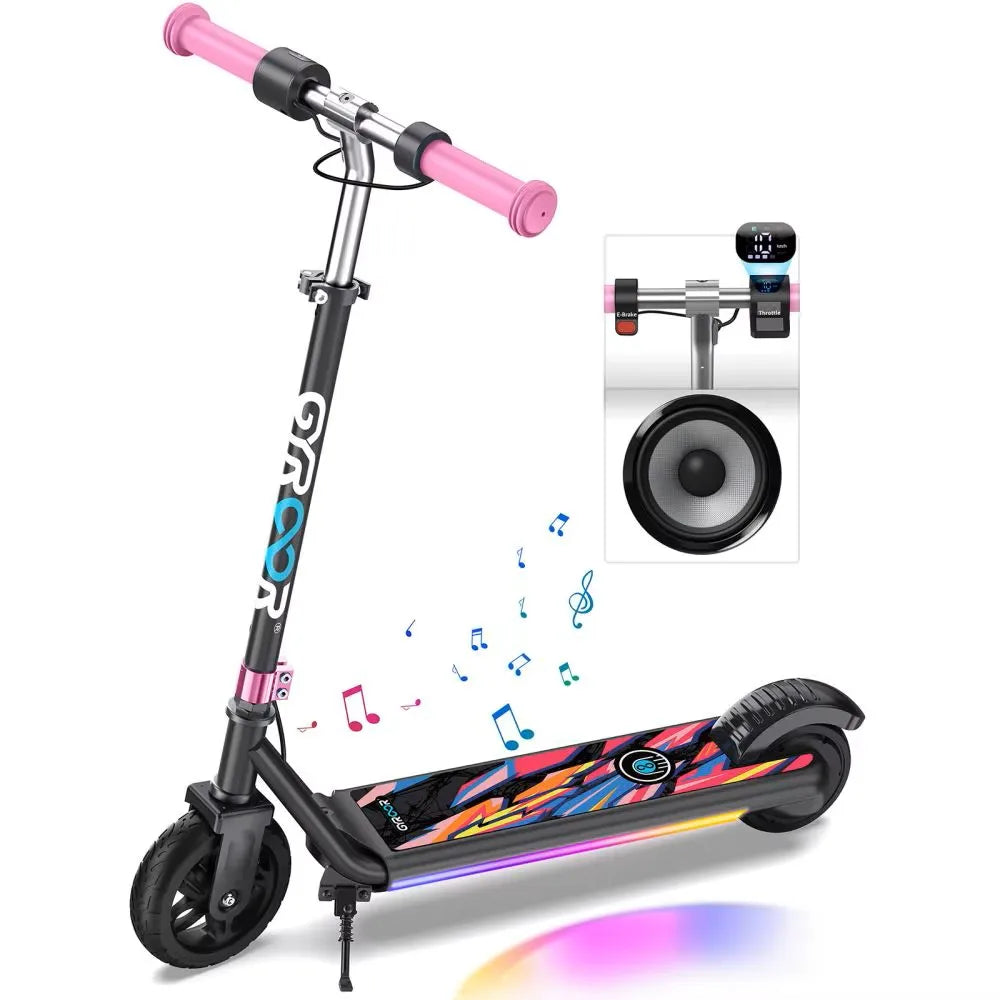 GYROOR Electric Scooter for Kids Age 6-12, 150W Motor 10mph Speed Electric Scooter with Adjustable Handlebar and LED Lights