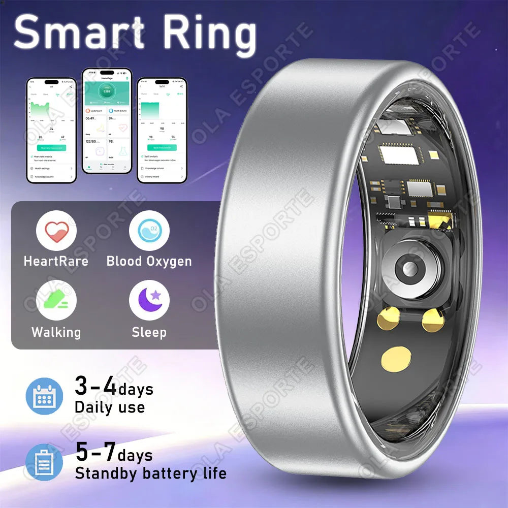 2026 New Smart Ring Men Women, Heart Rate Blood Oxygen and Sleep Monitor Smartring IP68 & 5ATM Waterproof, Multi-sport Mode Ring