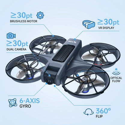 2026 New X226 Rechargeable VR Screen Display Drone, Brushless Motor Optical Flow Hover, Dual Lens Switch