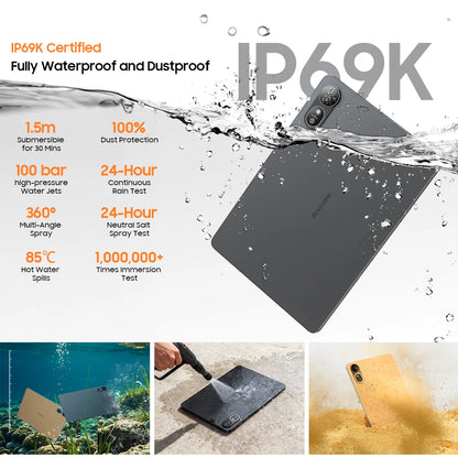 Blackview MEGA 12 Tablet Android 16 5G 12.2" 2.4K 120Hz Display Dimensity 7200 CPU IP69K Waterproof 50MP Cameras 10000mAh Pad PC