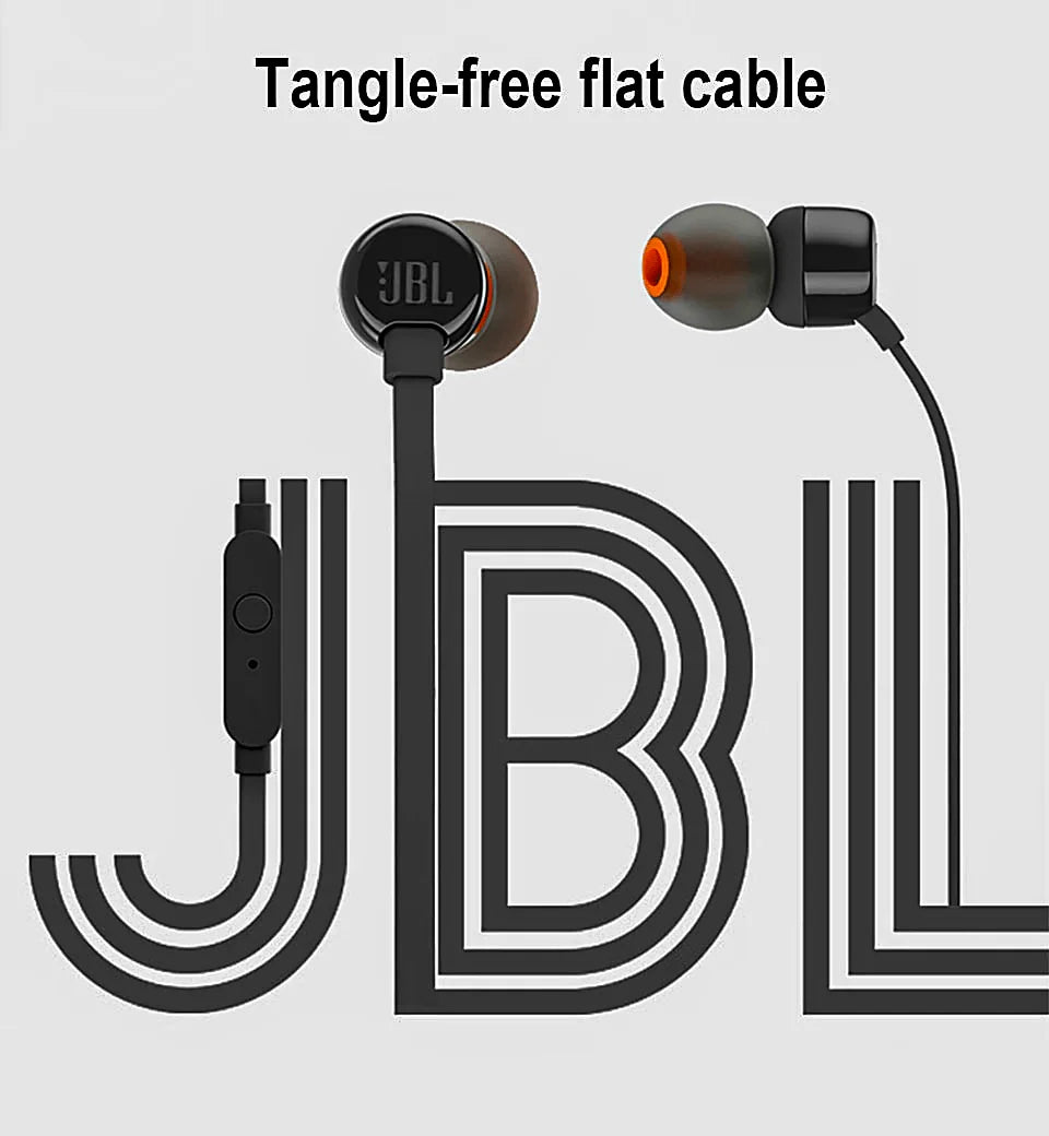 JBL TUNE110 In-Ear Headphones with Pure Bass Sound & a 3.5 mm Interface, Featuring a Built-In Microphone for Gaming and Phone Calls. Compatible with Smartphones, Gaming Consoles, and PlayStation Controllers. Soft Ear Tips wit