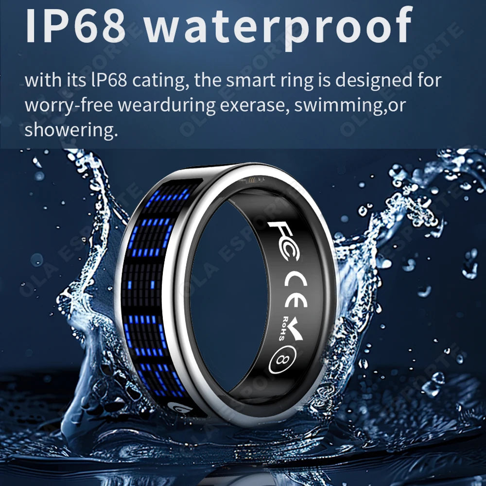 2026 Smart Ring Tasbih Counter Dynamic Display Screen Heart Rate Blood Oxygen Monitor 5ATM Waterproof Multi Sports Modes Gifts