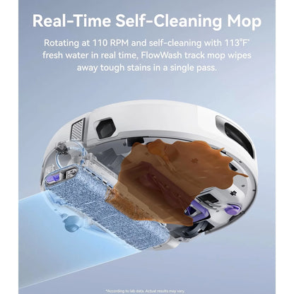 NARWAL Flow Robot Vacuum and Mop Combo, FlowWash Real-Time Self-Cleaning Track Mop, 22,000 Pa Suction, Dual-Camera AI Obstacle Avoidance, Carpet & Edge Cleaning, Self-Emptying Robot Vacuum,White