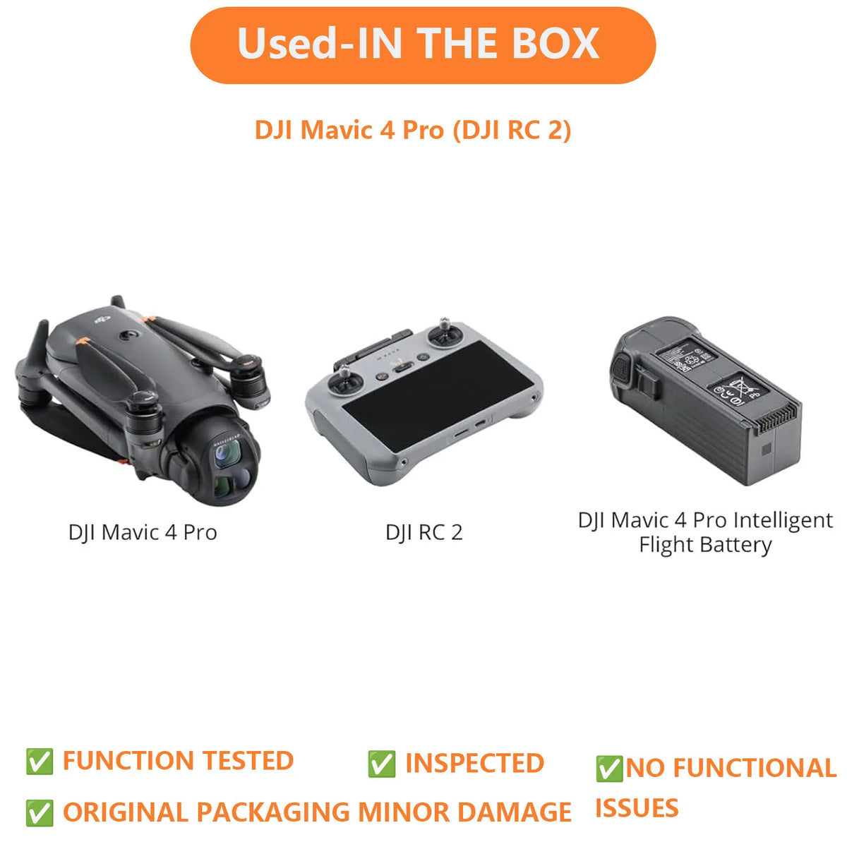 Refurbished Used DJI Mavic 4 Pro Flagship Drone with Controller 100MP 4/3 CMOS Hasselblad Camera 30km Video Transmission 51min Flight Time Charging Hub Included