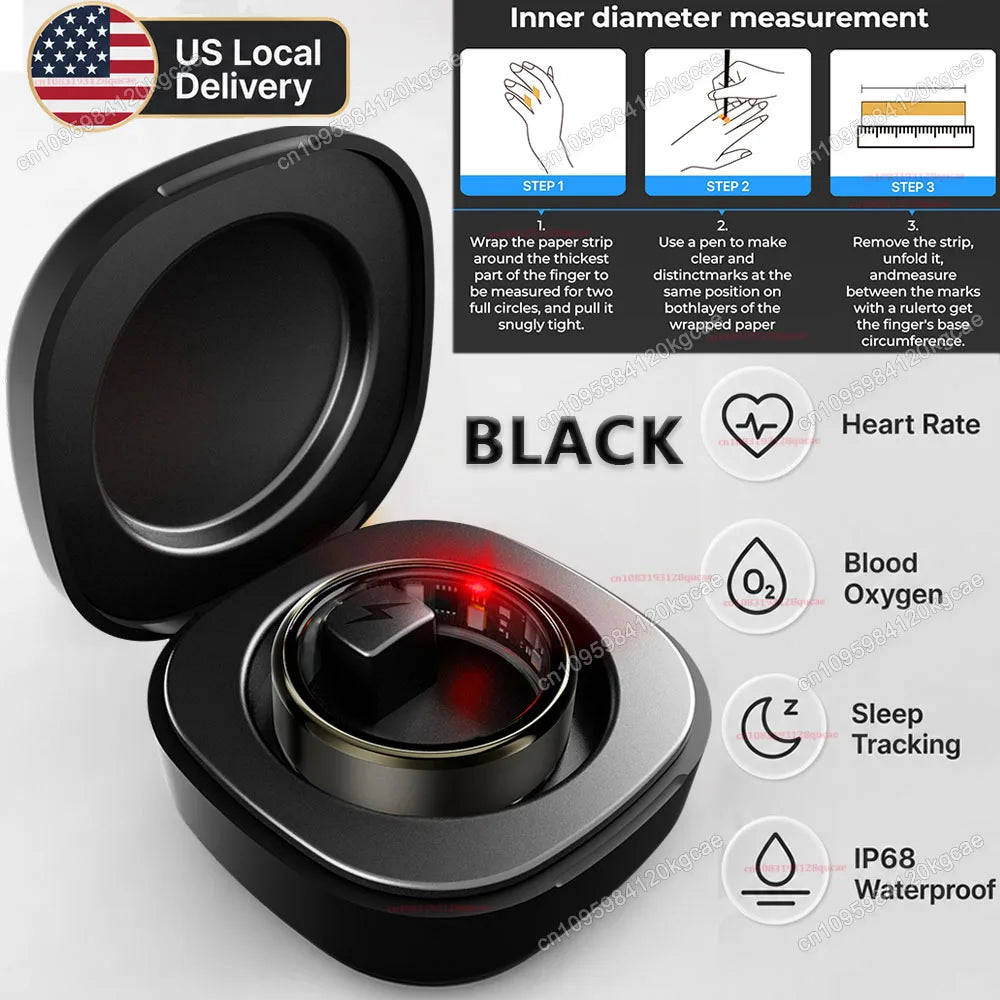 2026 Upgraded Smart Rings with Charging Case, Health Monitoring Ring, Fitness Tracker with Sport Mode, IP68 Ring, Outdoor Activity Tracker Ring Men Women Gifts for Him/Her Local US