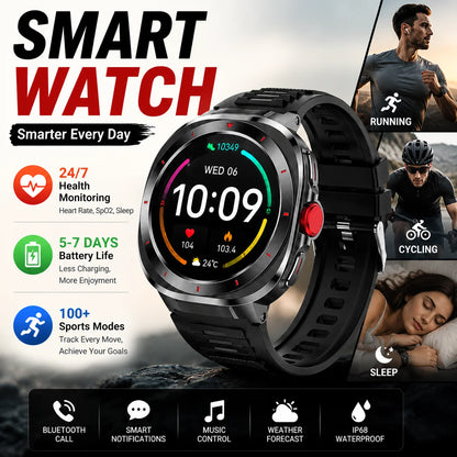 Smart Watch for Men Women Fitness Tracker, Bluetooth Call Smartwatch with Heart Rate & SpO2 Monitor, Sleep Tracker, 100+ Sports Modes, IP68 Waterproof, Long Battery Life Activity Tracker