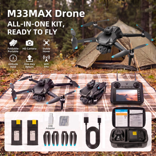 M33 MAX Professional 8k Aerial Camera Drone, Brushless Motor with Strong Wind Resistance, 90° ESC Adjustable 8K HD Lens, 4.5" Foldable Screen Control, Ideal for Stunning Autumn Landscapes.