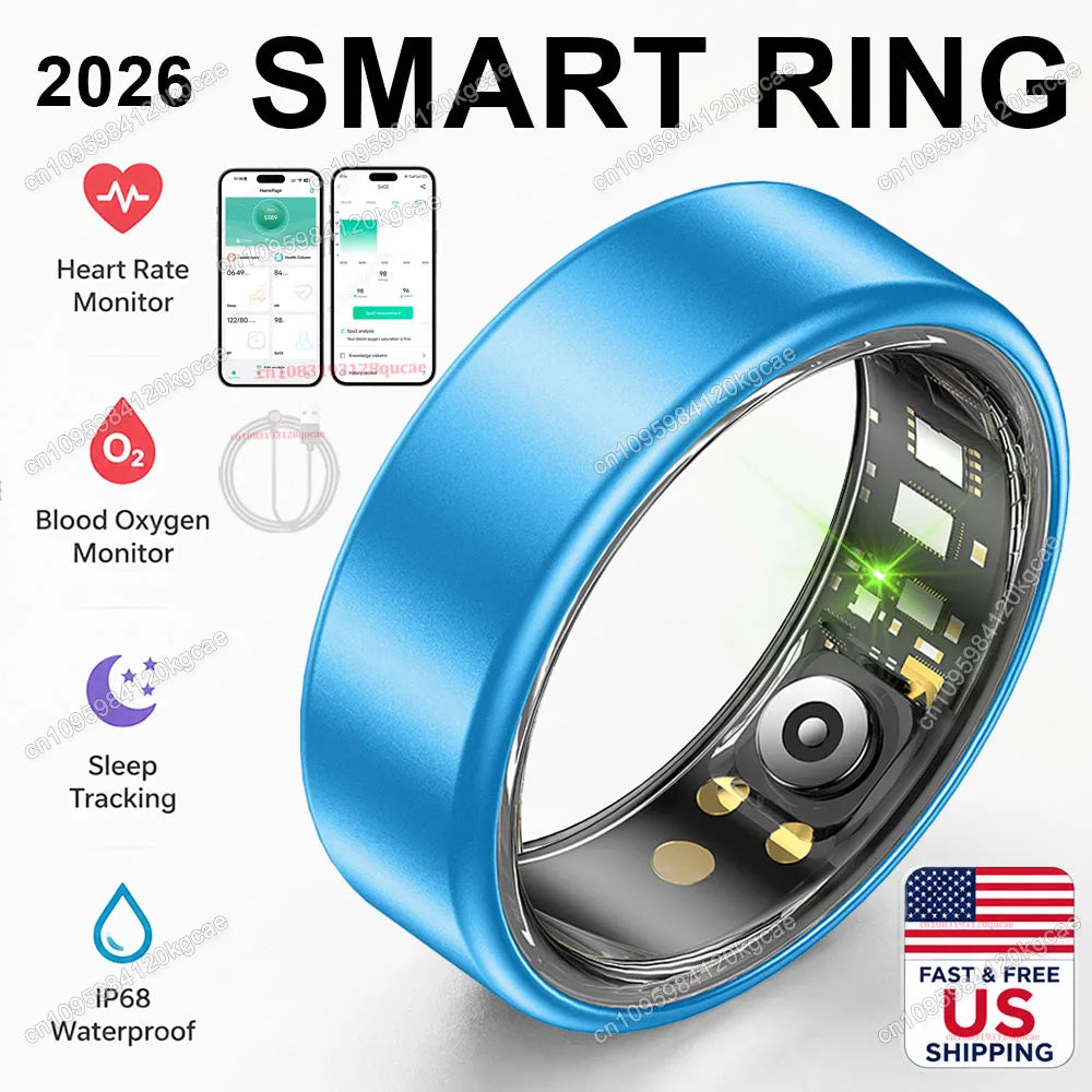 2026 New Smart Ring, Precision Health Sensor, Business Design, Blood Pressure Heart Rate Sleep Monitor, IP68 Waterproof, US Stock Fast Free Shipping