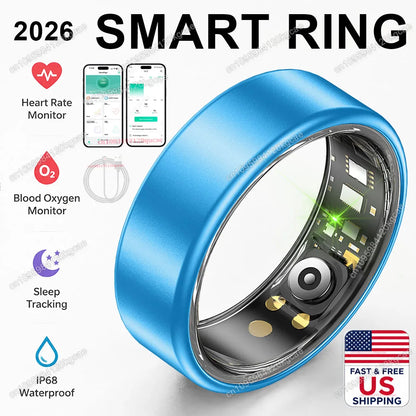 2026 New Smart Ring, Precision Health Sensor, Business Design, Blood Pressure Heart Rate Sleep Monitor, IP68 Waterproof, US Stock Fast Free Shipping