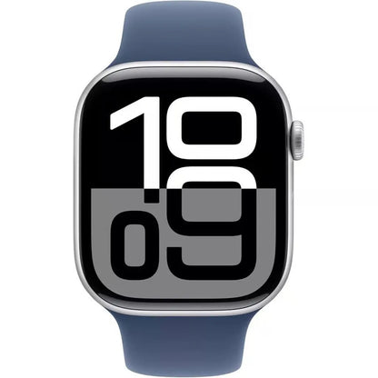 Apple Watch Series 10 [GPS 42mm] - Silver Aluminum Case with Denim Sport Band, S/M (Like New)