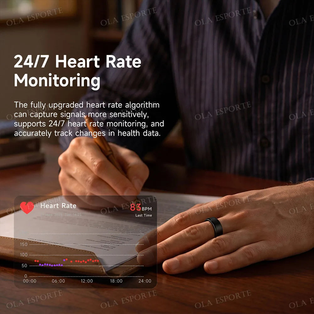 2026 Smart Ring Bluetooth Heart Rate Blood Oxygen Monitor 5ATM Waterproof Health Ring Men Women For Android IOS Gift USA Local 3-8 Days Fast Shipping
