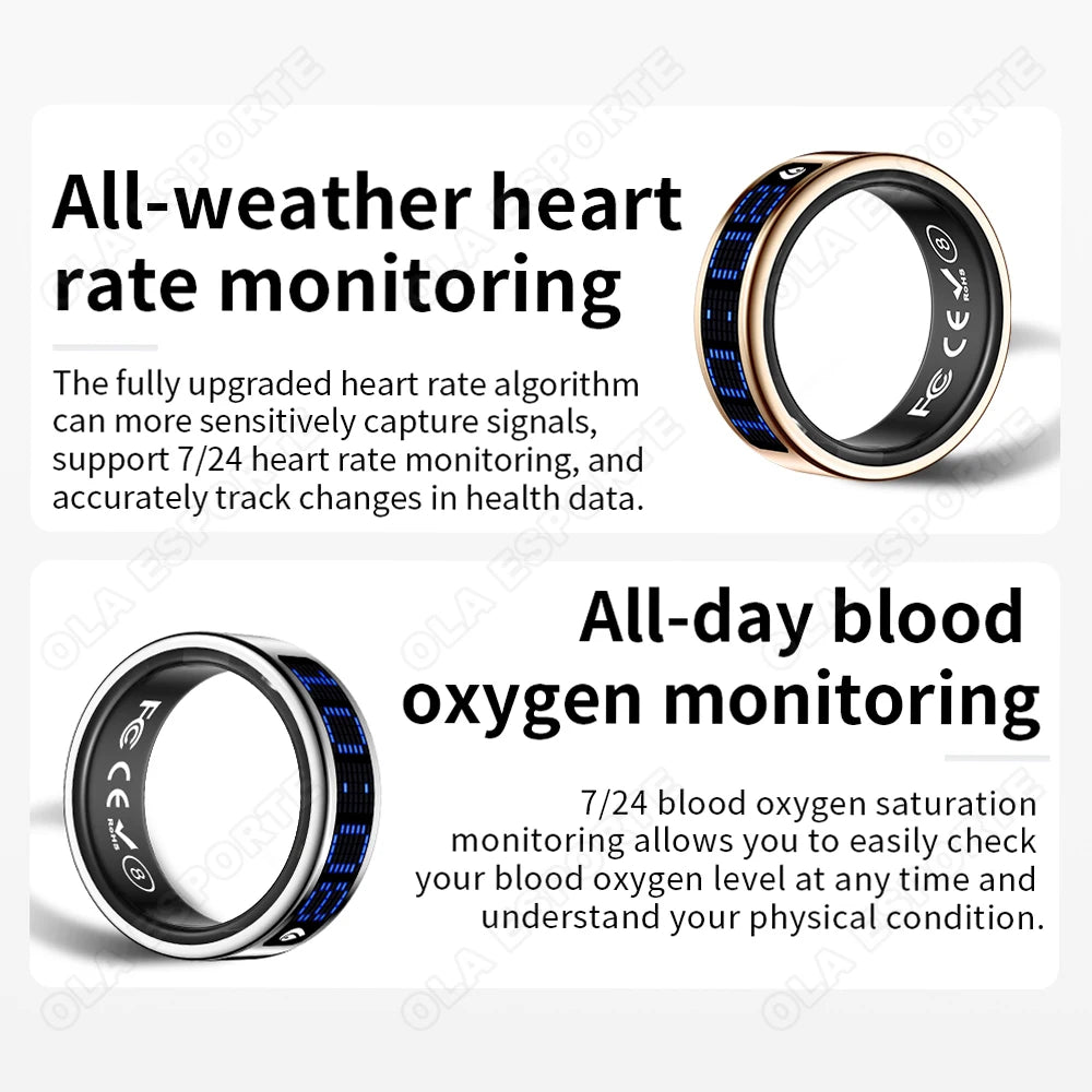 2026 new smart ring with charging for men women case Sleep/timer monitor heart rate  Gps tarcking remove control photos 5ATM waterproof  for ios Android