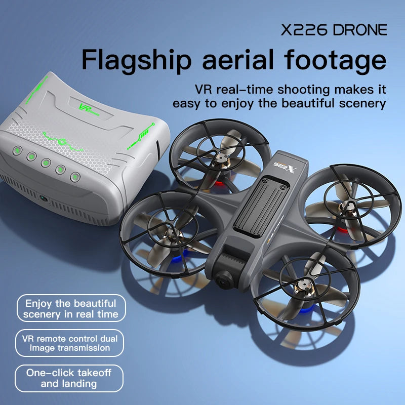 2026 New X226 Rechargeable VR Screen Display Drone, Brushless Motor Optical Flow Hover, Dual Lens Switch