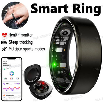 2026 New R02 Smart Ring with Charging Case for Men Women Heart Rate, Blood Pressure, Blood Oxygen, Sleep Health Monitor 5ATM Waterproof Multiple Sport Fitness Tracking Smartring R100