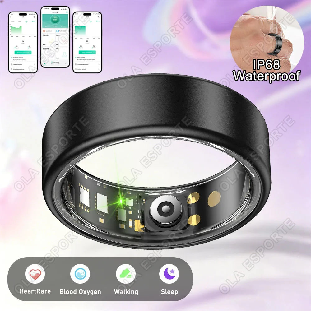 Smart Ring Men Women Heart Rate Blood Oxygen Monitor 5ATM Waterproof Multiple sports modes Step counting For Android iOS 2026 NEW R12