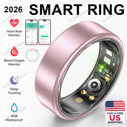 2026 New Smart Ring, Precision Health Sensor, Business Design, Blood Pressure Heart Rate Sleep Monitor, IP68 Waterproof, US Stock Fast Free Shipping