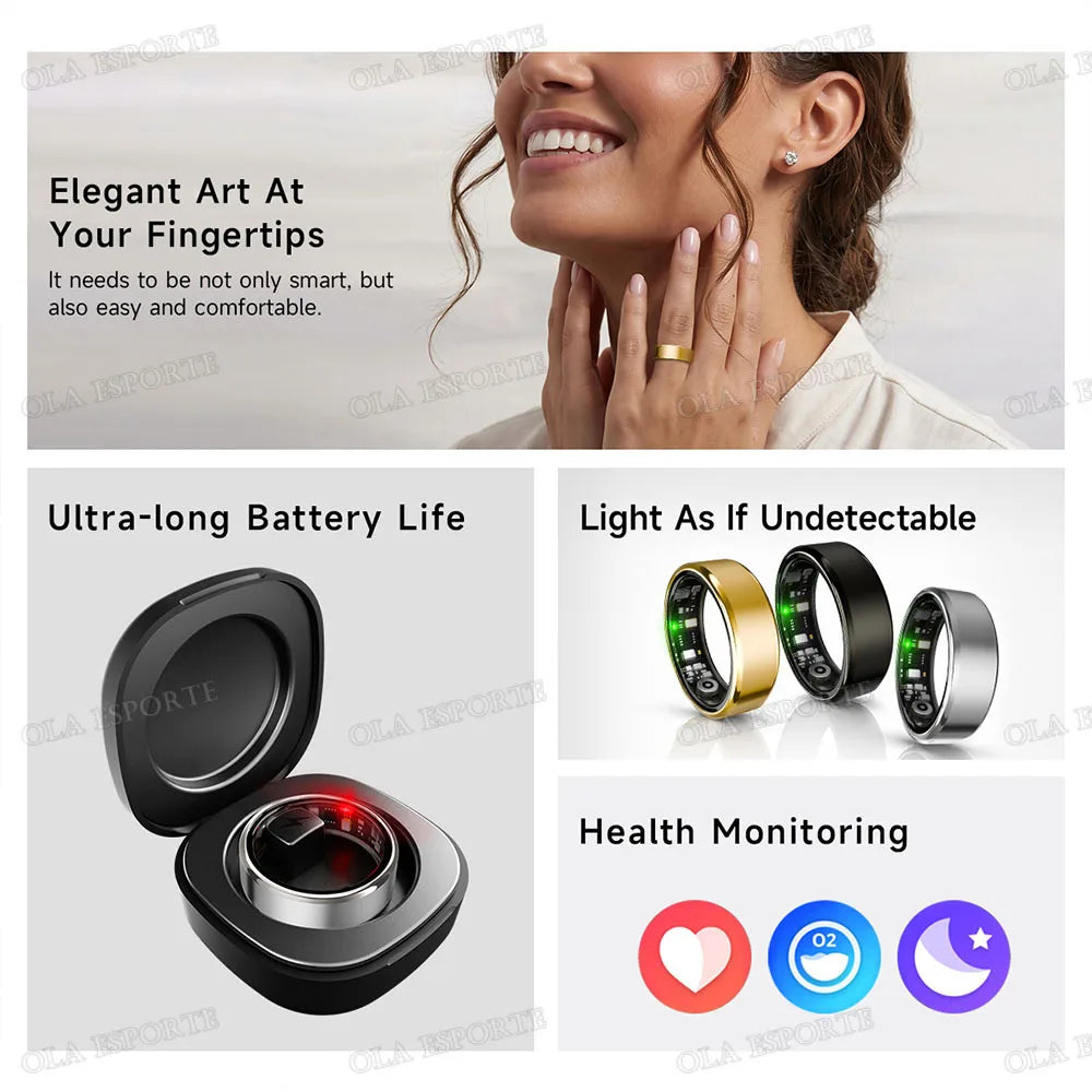 2026 New R12 Smart Ring with Charging Case, Heart Rate Blood Oxygen Sleep Health Manager,5ATM Waterproof Sports Step Tracking For Men Women Smartring  R100﻿