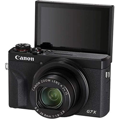 Canon PowerShot G7 X Mark III Digital Camera, 20.1MP 1-inch Sensor, 4K Video, 24-100mm f/1.8-2.8 Lens, Flip Touchscreen, Wi-Fi & Bluetooth, Black