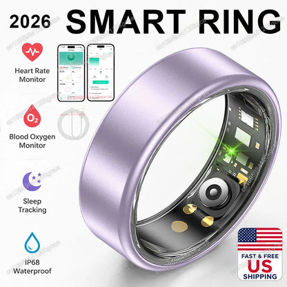 2026 New Smart Ring, Precision Health Sensor, Business Design, Blood Pressure Heart Rate Sleep Monitor, IP68 Waterproof, US Stock Fast Free Shipping