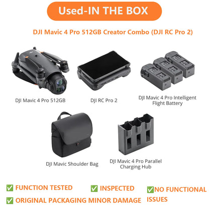 Refurbished Used DJI Mavic 4 Pro Flagship Drone with Controller 100MP 4/3 CMOS Hasselblad Camera 30km Video Transmission 51min Flight Time Charging Hub Included