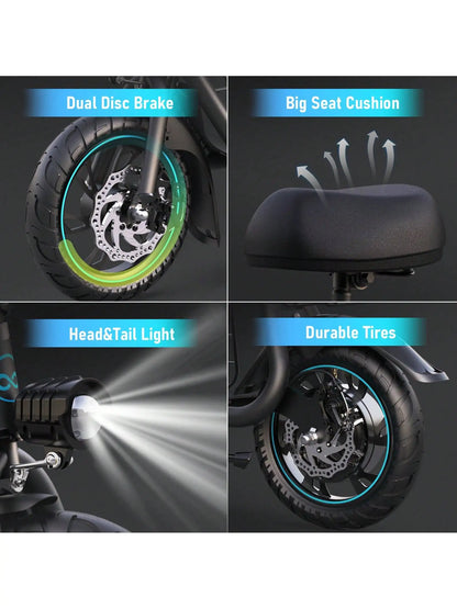 GYROSHOES Electric Scooter for Adults with Pet Basket, UL2272 Certified 550W Motor 19MPH 15Mi Range, BYD Battery Powered Commuter Scooter with Padded Seat, Dual Disc Brakes, LED Lights, 265LBS Capacity for Small Dogs & Daily