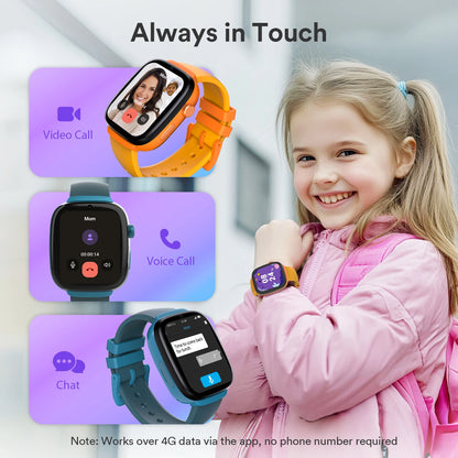 4G Kids GPS Smartwatch with SIM Card, Video Call, Two Way Call, SOS, Parental Controls, IP68 Waterproof Best Gift for Child