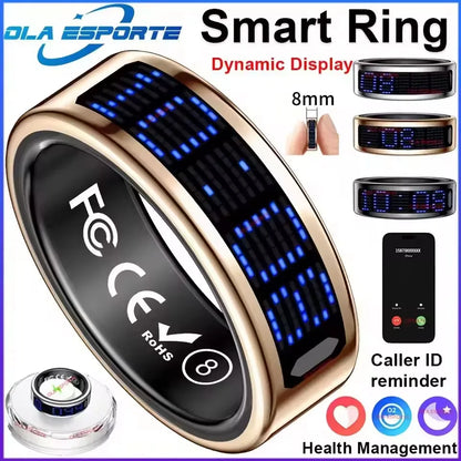 Cyber Style Smart Ring With Screen Led Control Smartring for Men Women Time Display Smart Watch Style Caller id Reminder Waterproof Sport Company Smart Couple Ring Gift 2026 Free Shipping