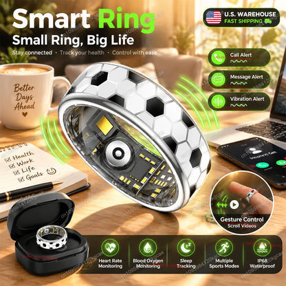 2026 Smart Ring Bluetooth Call Vibration Alarm Heart Rate Blood Oxygen Monitor 5ATM Waterproof Health Ring Men Women For Andorid Gift R09