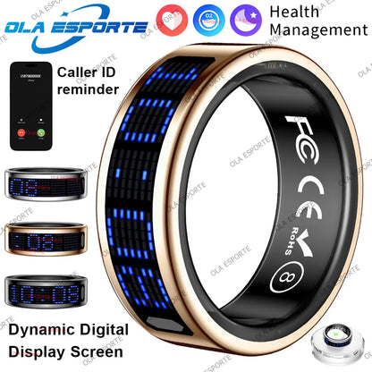 Health Smart Ring Heart Rate Blood Oxygen Time LED Display Screen Sleep Monitor Worship Count Smartring Bluetooth Connection 2026 New Sr16