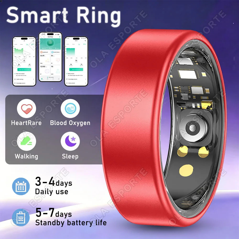 2026 New Smart Ring Men Women, Heart Rate Blood Oxygen and Sleep Monitor Smartring IP68 & 5ATM Waterproof, Multi-sport Mode Ring