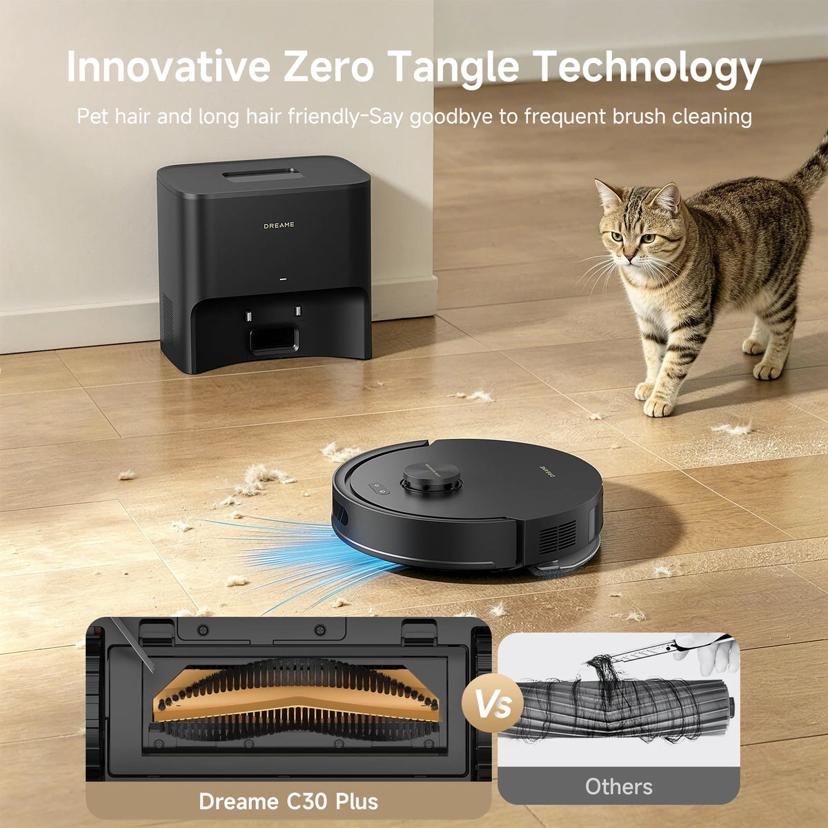 DREAME C30 Plus Robot Vacuum and Mop Cleaner, 19000Pa Suction, Self-Emptying Robot Vacuum, Pet Hair Anti-Tangle, Carpet Detection Boost ,LiDAR Navigation,No-Go Zones, Smart App&Voice Control, Black