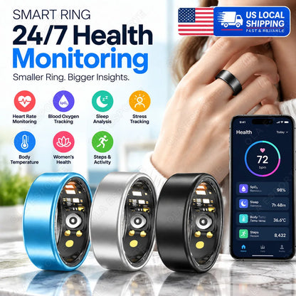 Smart Ring Men Women Heart Rate Blood Oxygen Monitor 5ATM Waterproof Multiple sports modes Step counting For Android iOS 2026 NEW R12