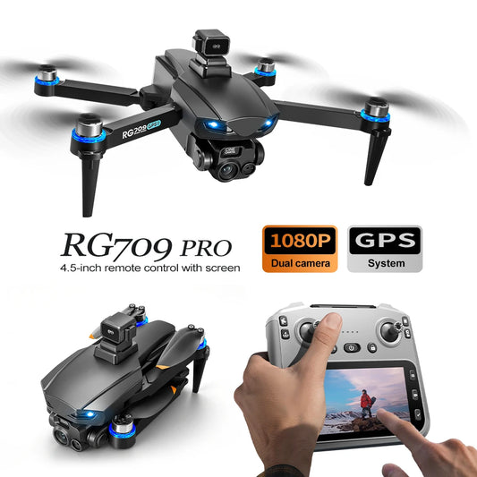 RG709 Pro GPS Drone, Optical Flow Positioning, 1080P Dual Camera 90° Adjustment, 25-Min Flight, Brushless Power, One-Key Return