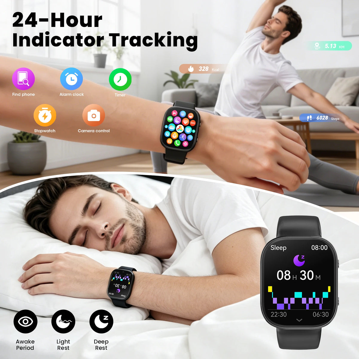 Y2 Smart Watch Bluetooth Call 1.88" TFT Screen IP67 Waterproof Fitness Watch Heart Rate Blood Oxygen Monitor 210mAh Magnetic Charging Sports Smartwatch for Android iOS