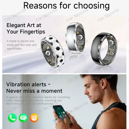 Football Smartring Incoming Call Vibration Alerts Smart Ring Gesture Control Messages Alarms Vibration Health Monitoring Heart Rate Blood Oxygen Sleep Monitor Smartring Women Men 2026 New【Local USA】