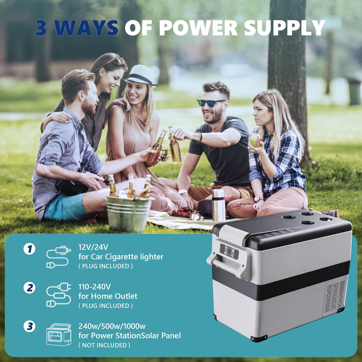 EKOJUCE 12 Volt Refrigerator, 37QT Electric Cooler, 12V Cooler -4℉~68℉, for Camping, Travel, Truck, Home