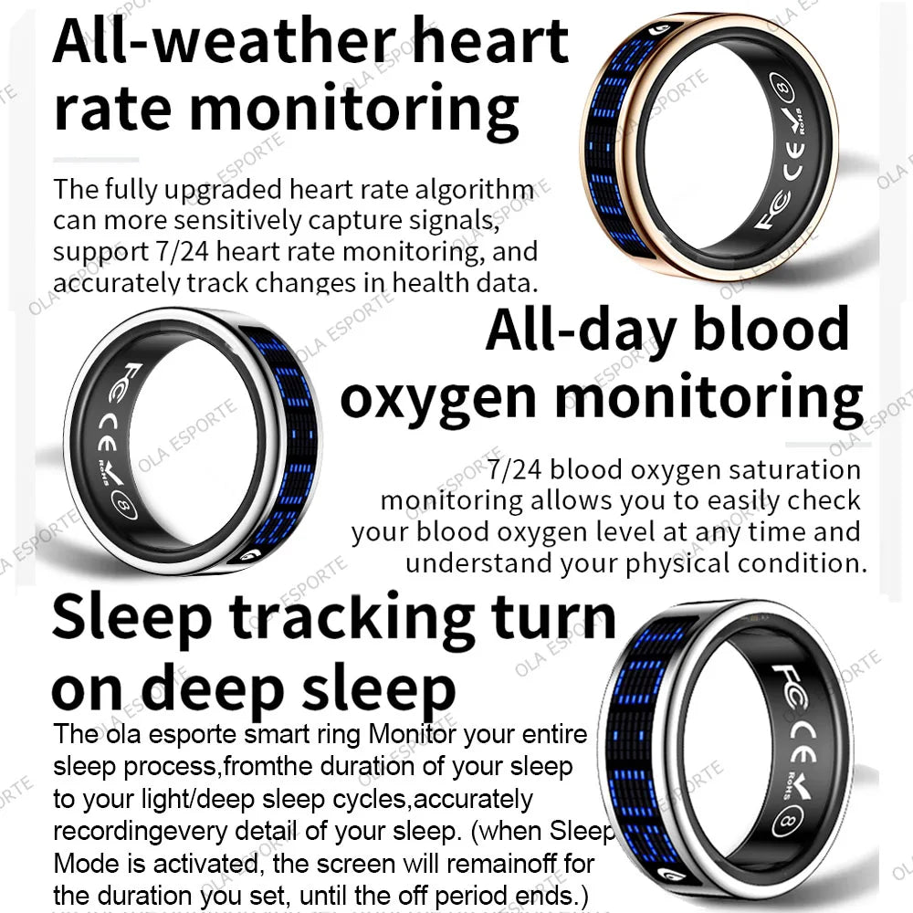 2026 Muslims Smart Ring LED Display Screen, Zikr Tasbih Counter Ring, Incoming Call Reminder, Health Monitoring Ring, IP68 Waterproof, Fitness Tracker Ring for Men Women USA Fast Shipping