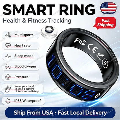 2026 Smart Ring Call Reminder Display Screen Heart Rate Blood Oxygen Sleep Monitor Gesture Control Rings Men Women Ship from USA